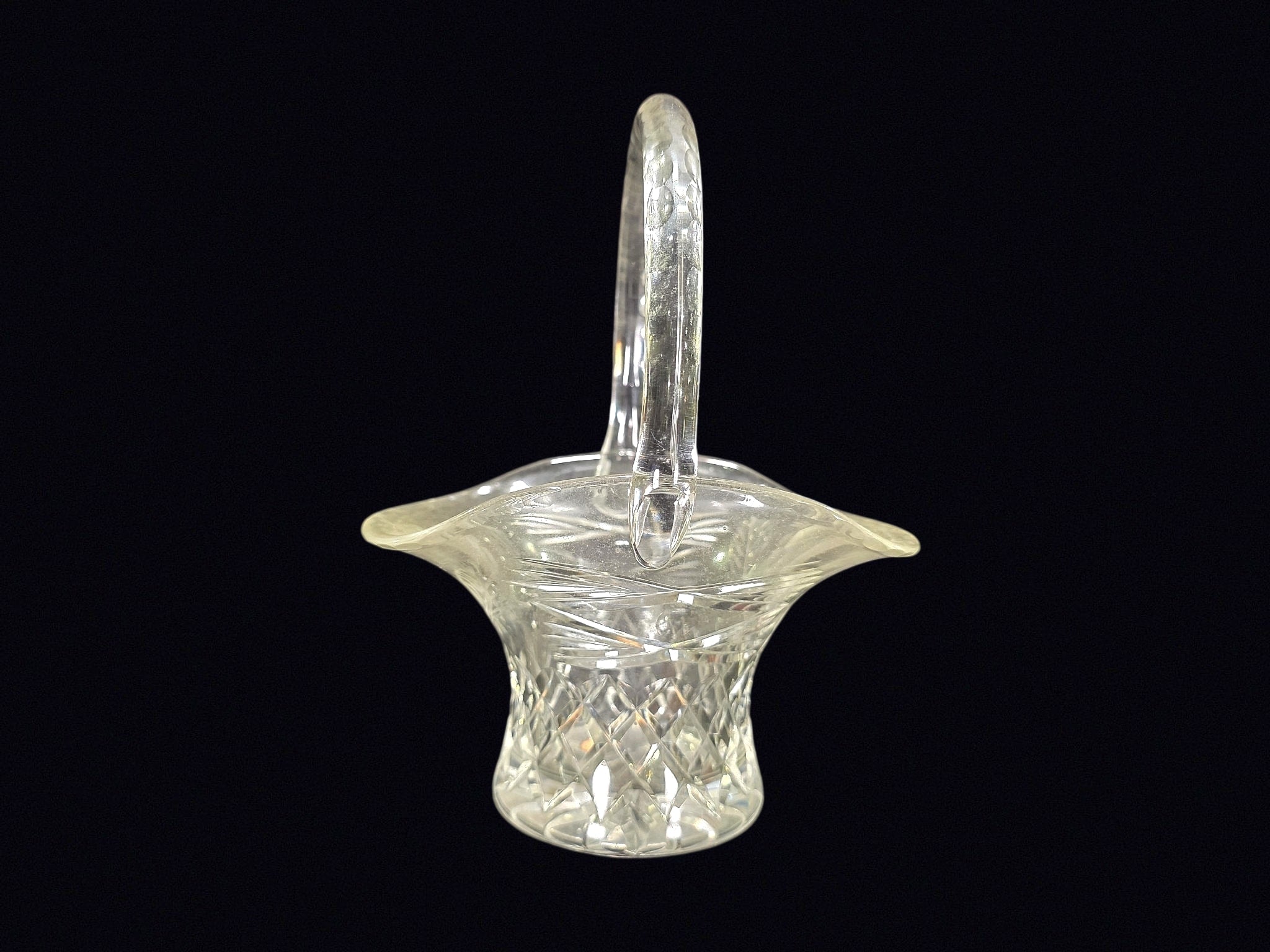 Cut Lead Crystal Bride's Basket Mid-Late 20thC