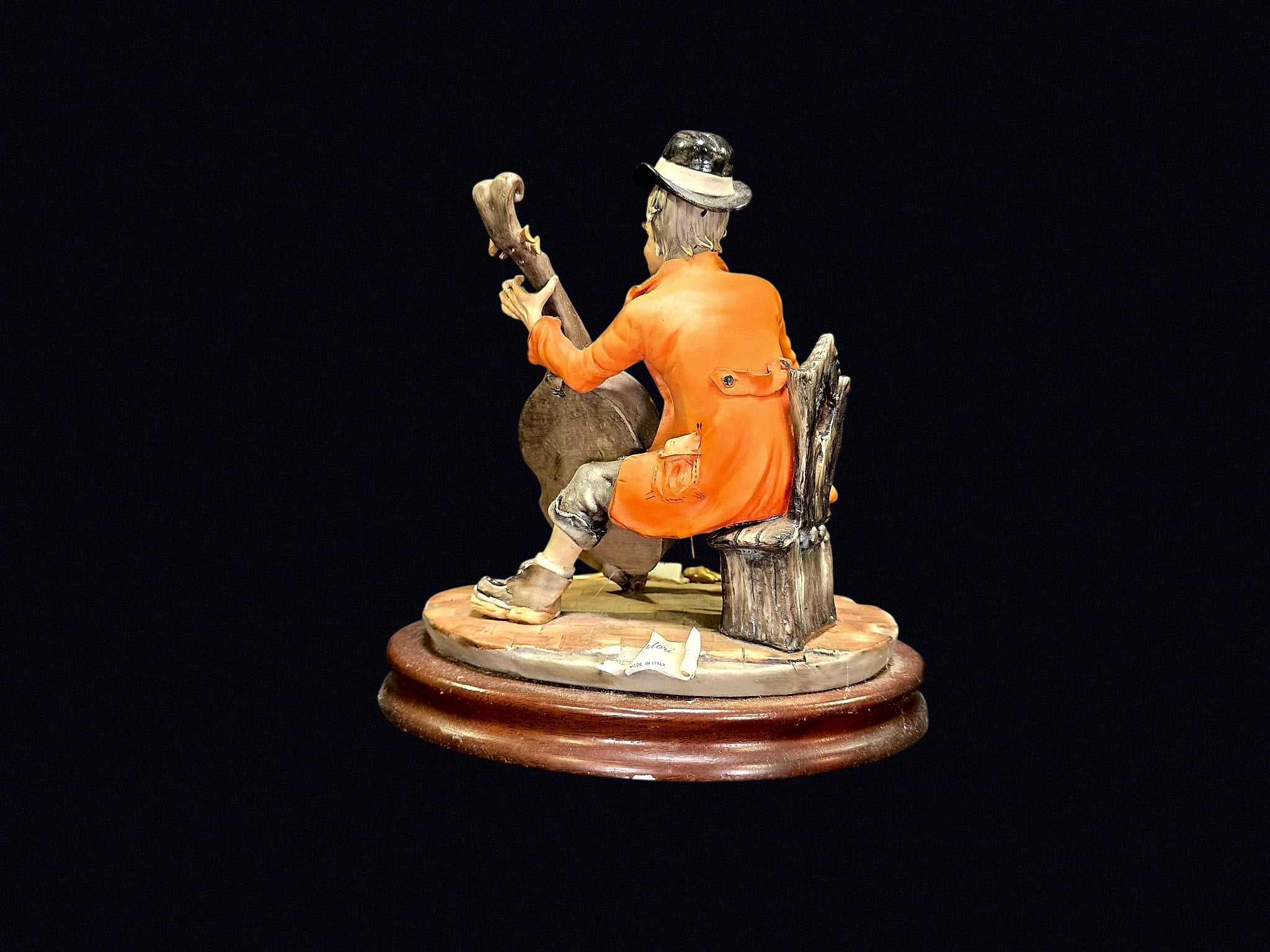 Capodimonte-Style Porcelain Hobo Bassist c1970