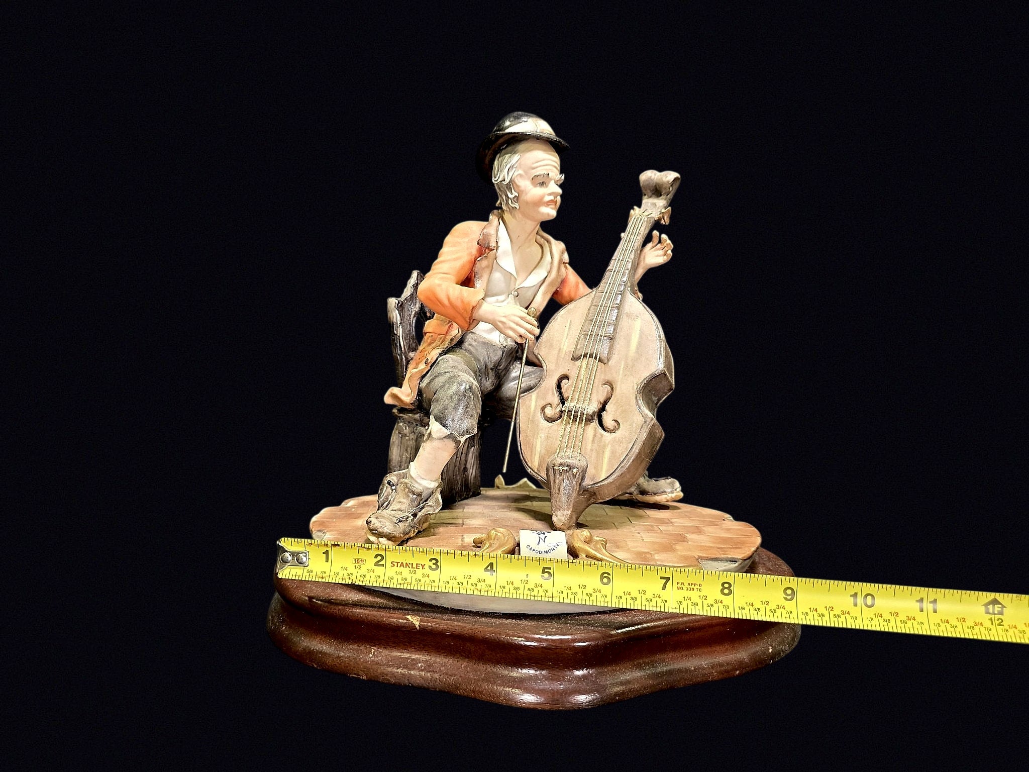 Capodimonte-Style Porcelain Hobo Bassist c1970
