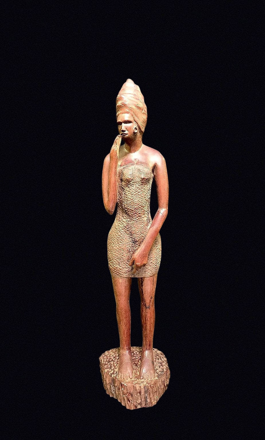 African Carved Hardwood Woman Figure 22in