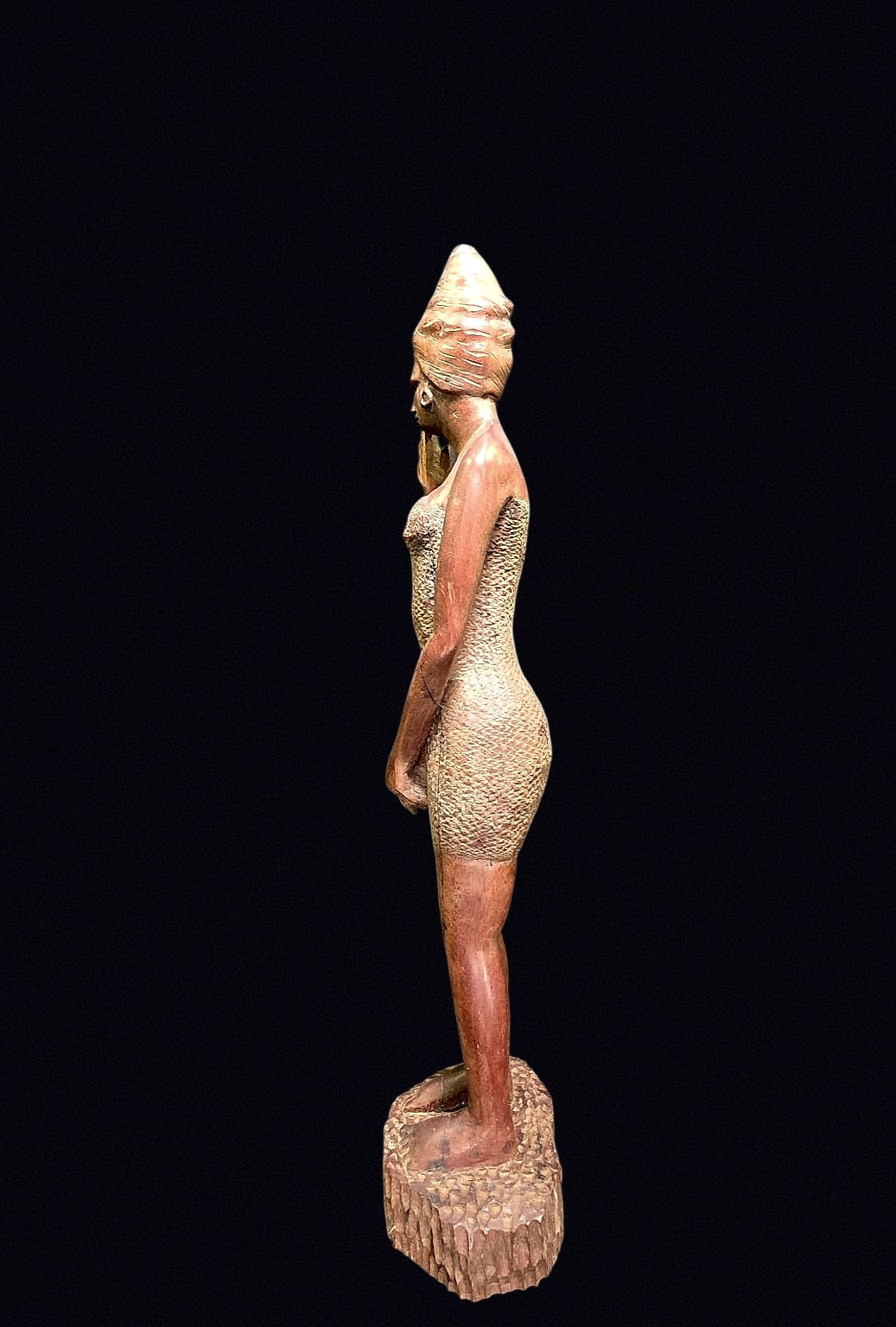 African Carved Hardwood Woman Figure 22in