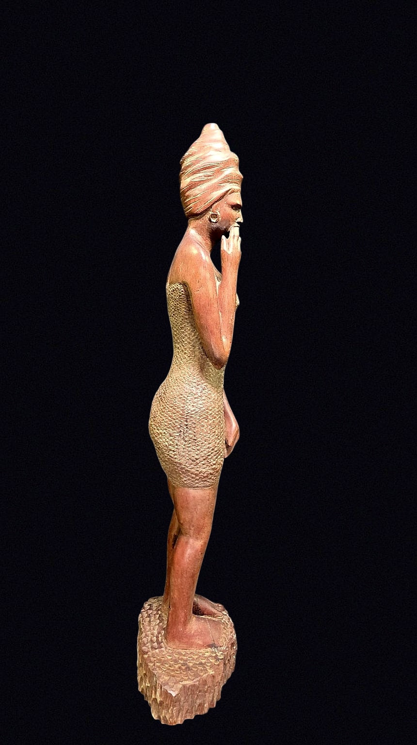 African Carved Hardwood Woman Figure 22in
