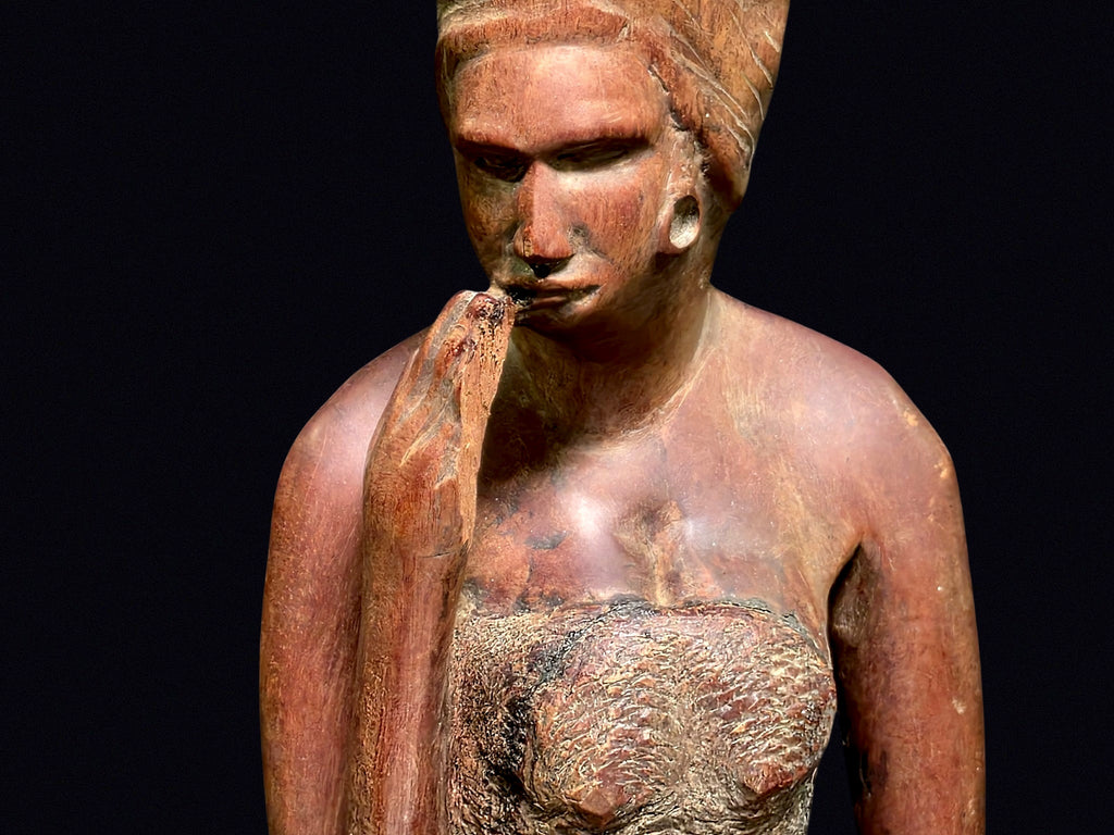 African Carved Hardwood Woman Figure 22in