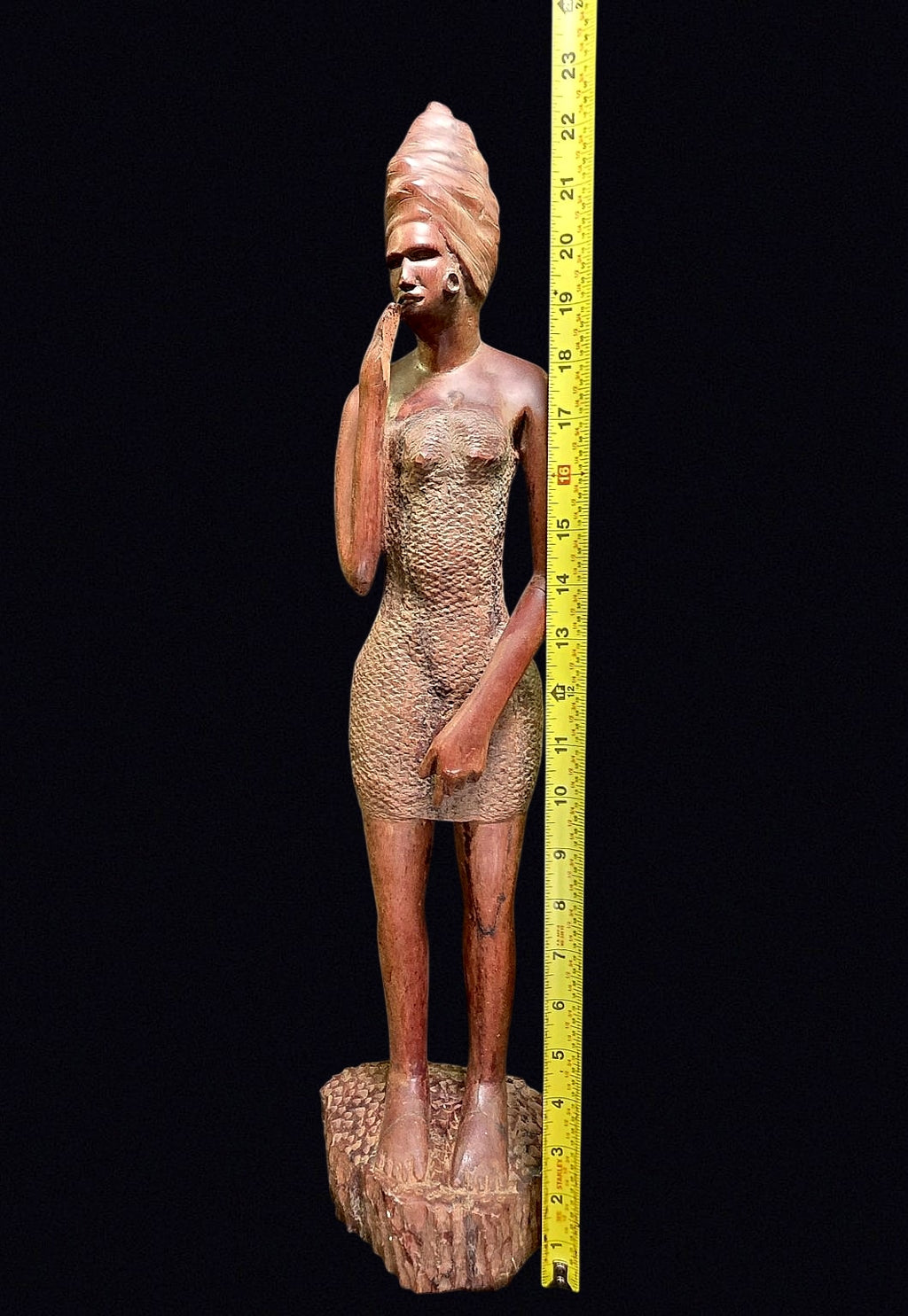 African Carved Hardwood Woman Figure 22in