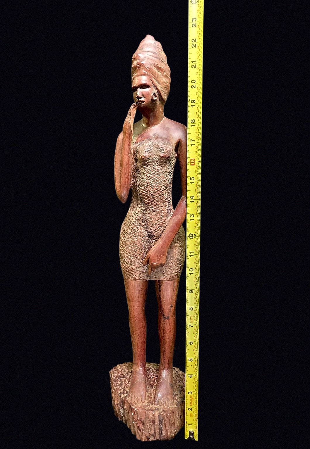 African Carved Hardwood Woman Figure 22in