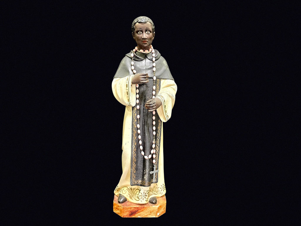 St Martin de Porres Chalkware Statue 15in c1950