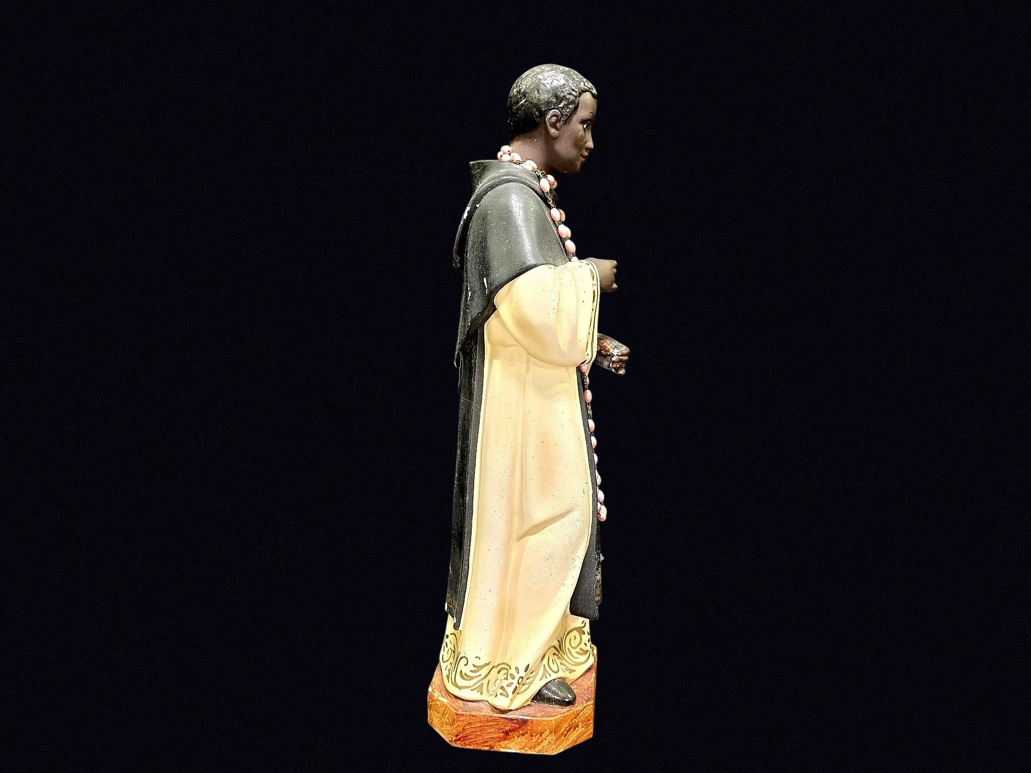 St Martin de Porres Chalkware Statue 15in c1950