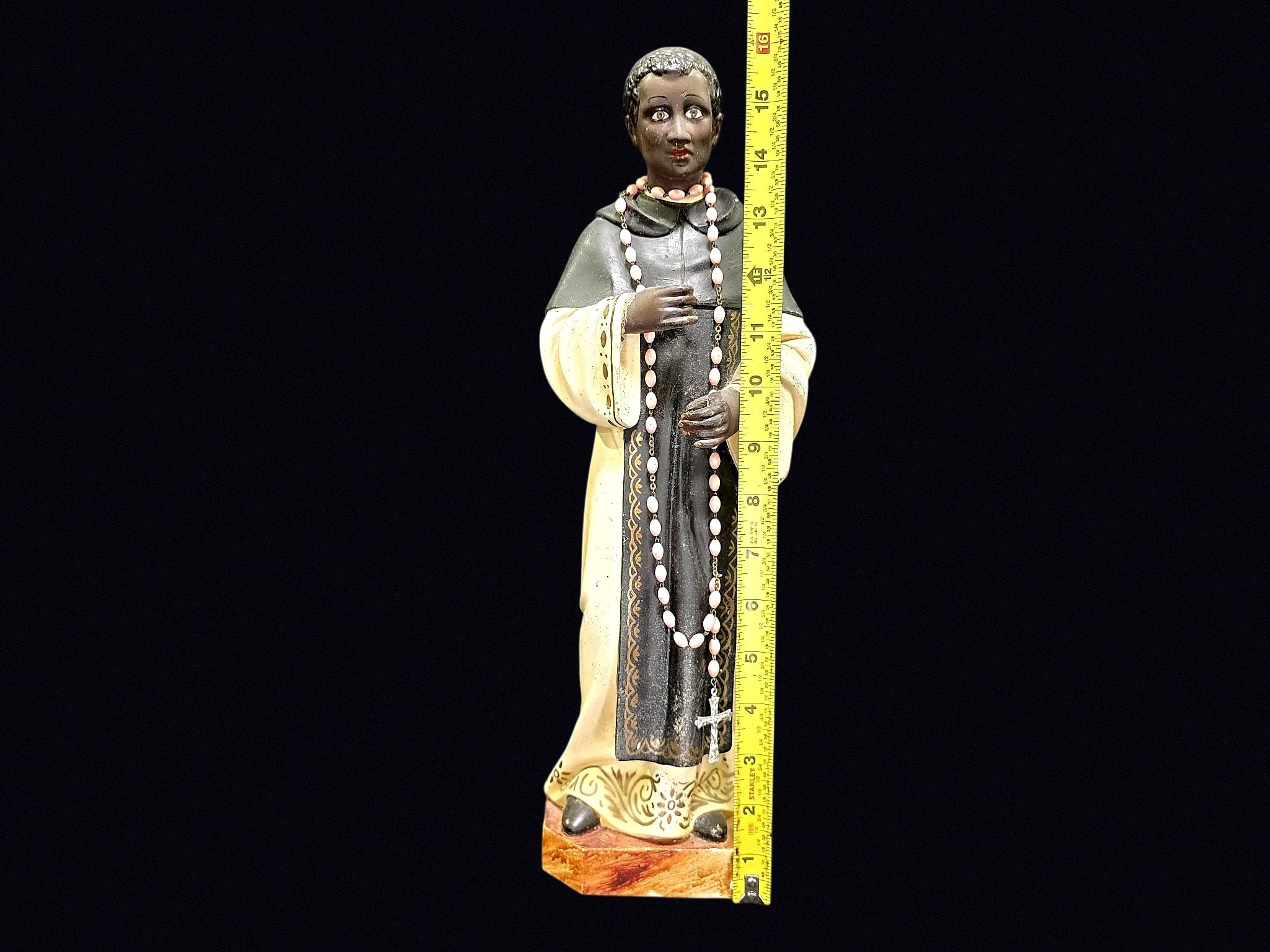 St Martin de Porres Chalkware Statue 15in c1950