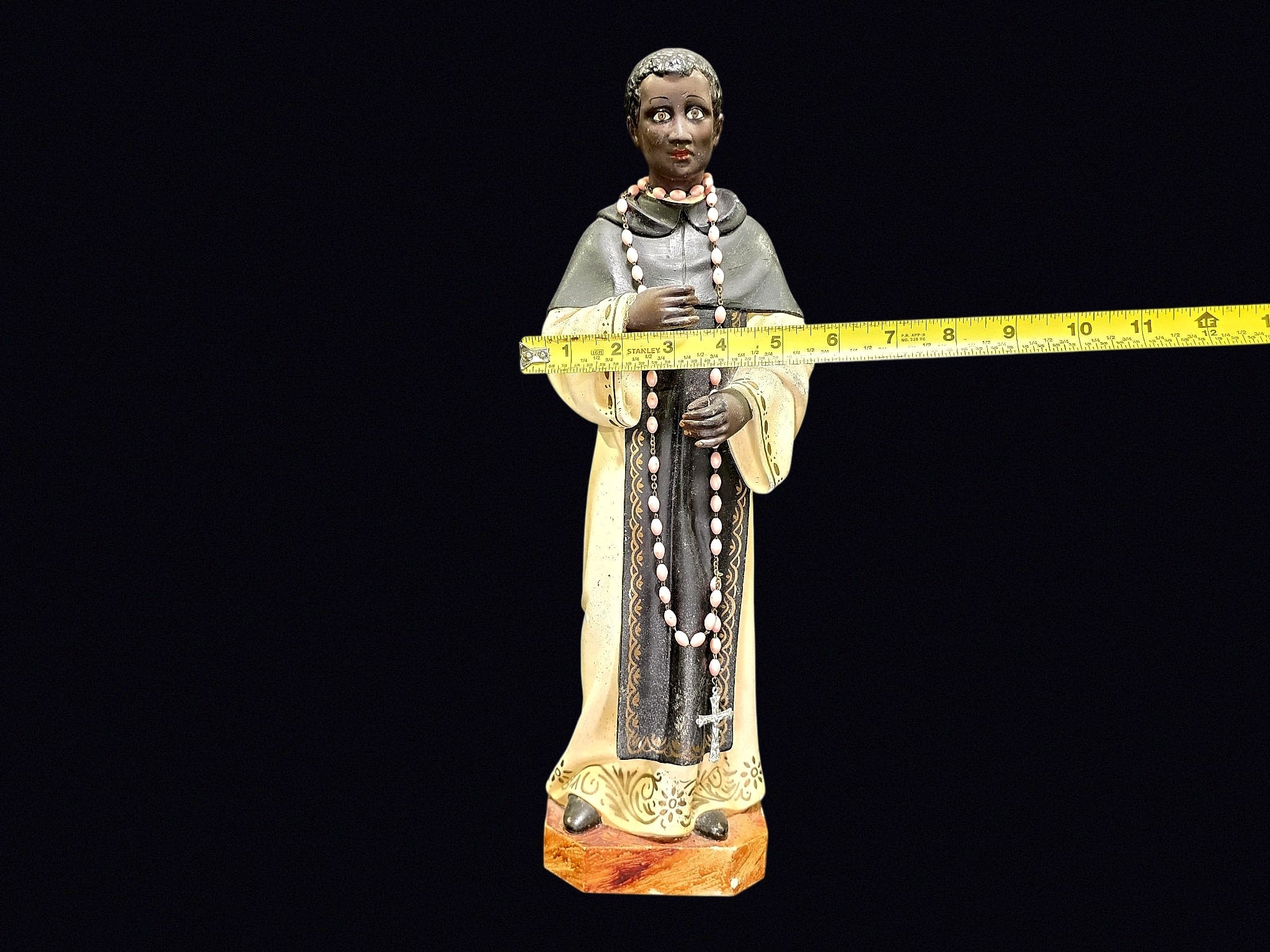 St Martin de Porres Chalkware Statue 15in c1950