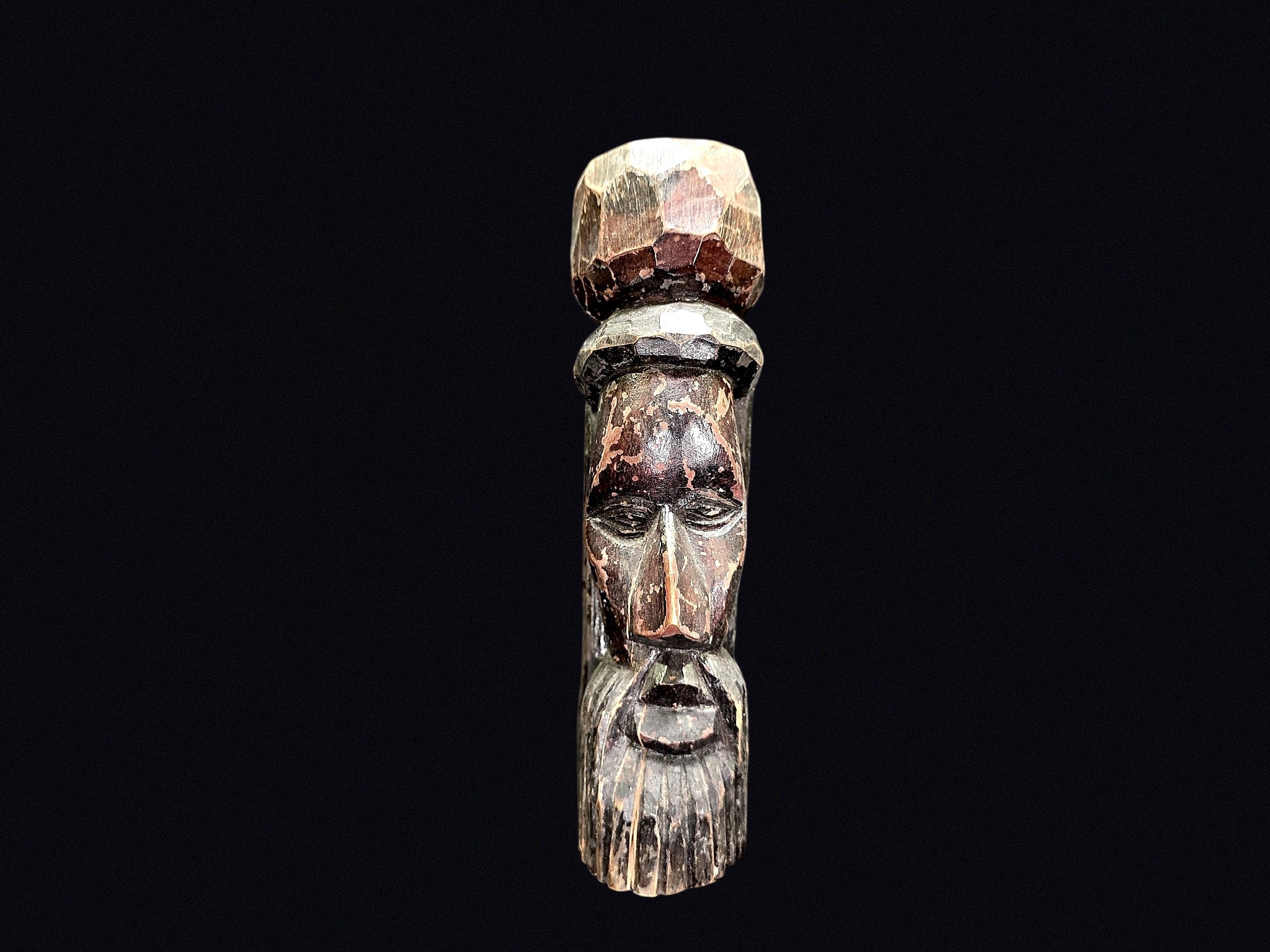 Jamaica Carved Wood Bearded Man Figure 20th C