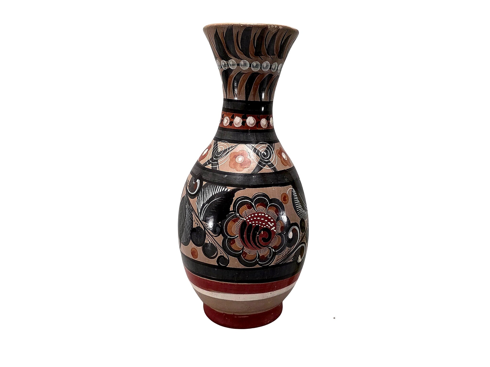 Tonala Mexican Burnished Pottery Bird Vase 11.5"