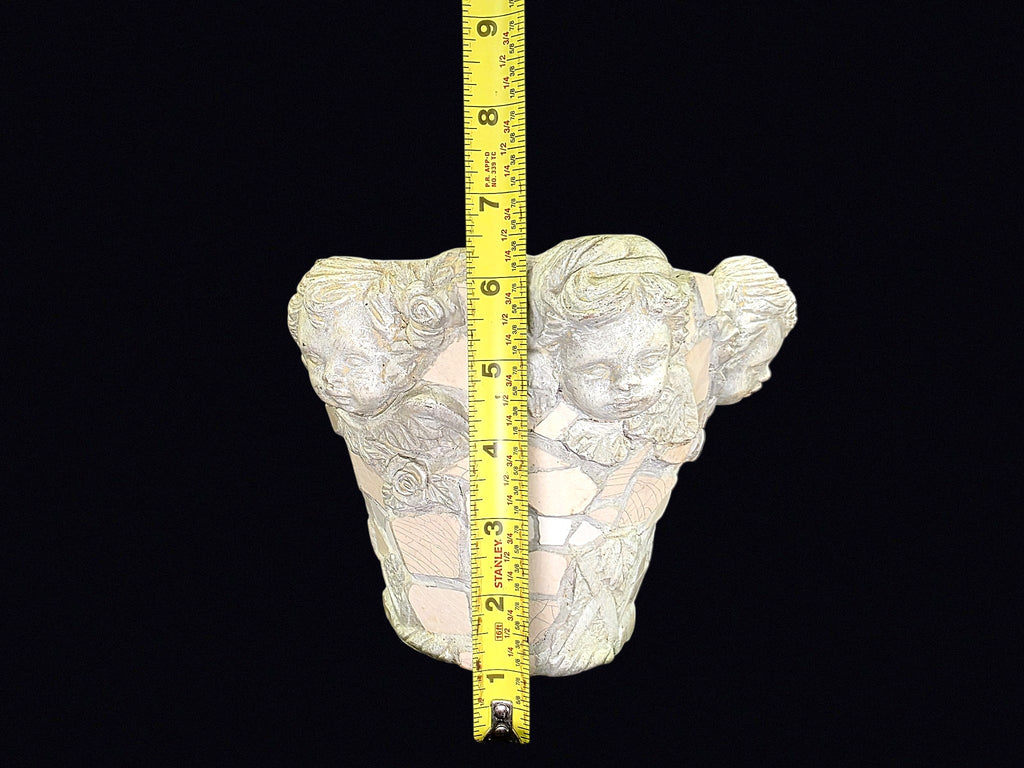 Mosaic Cherub Planter Mother of Pearl Resin