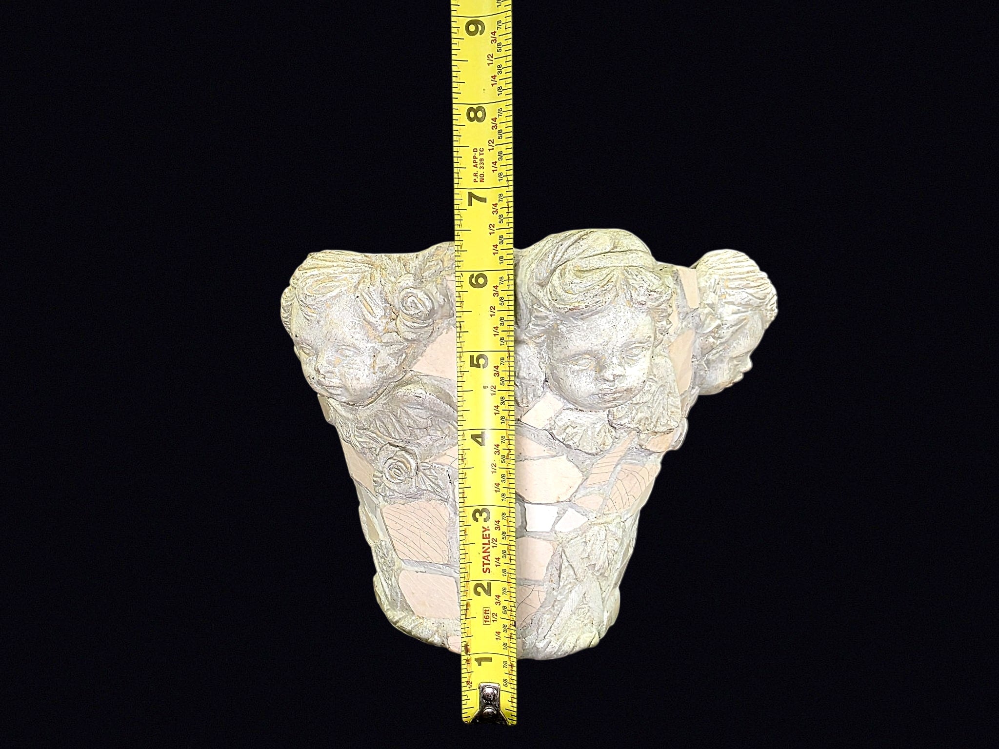 Mosaic Cherub Planter Mother of Pearl Resin