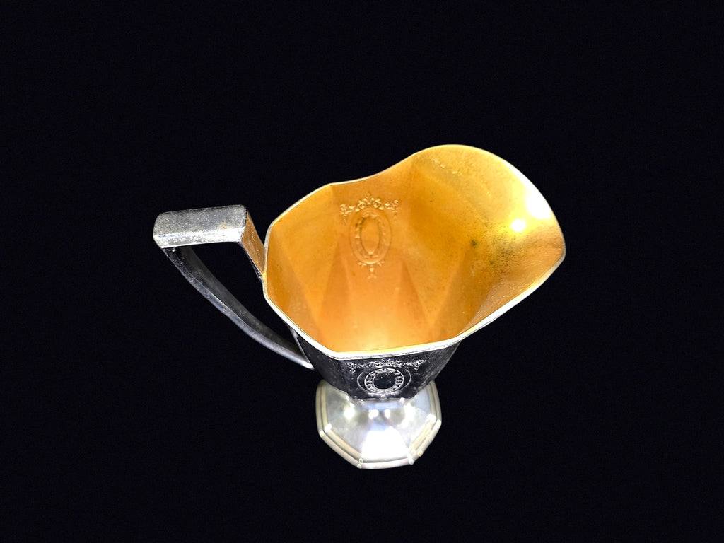 Art Deco Silverplate Creamer Gilt Interior