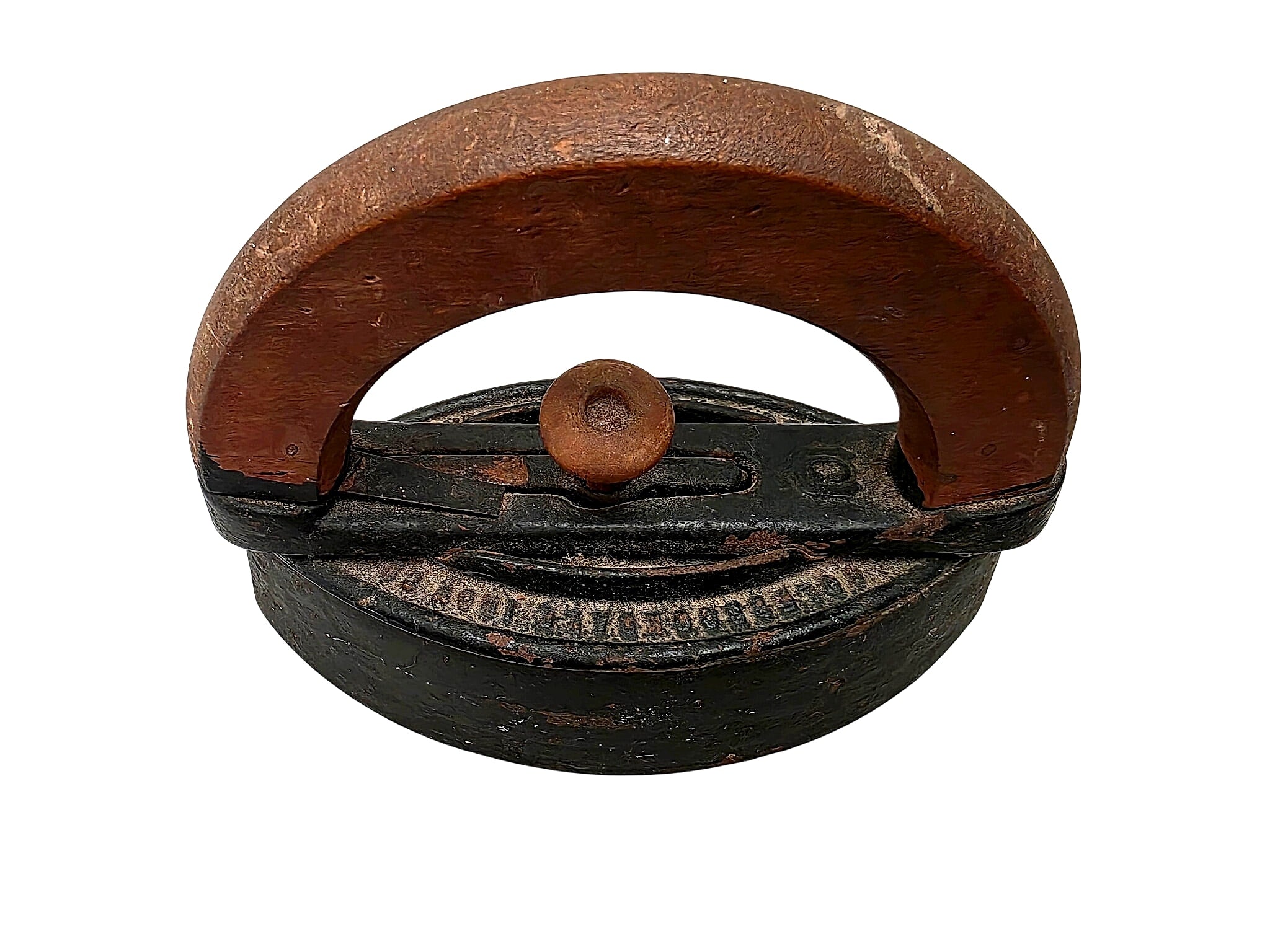 Mrs Potts Cast Iron Sad Iron Detachable Wood Handle c1880