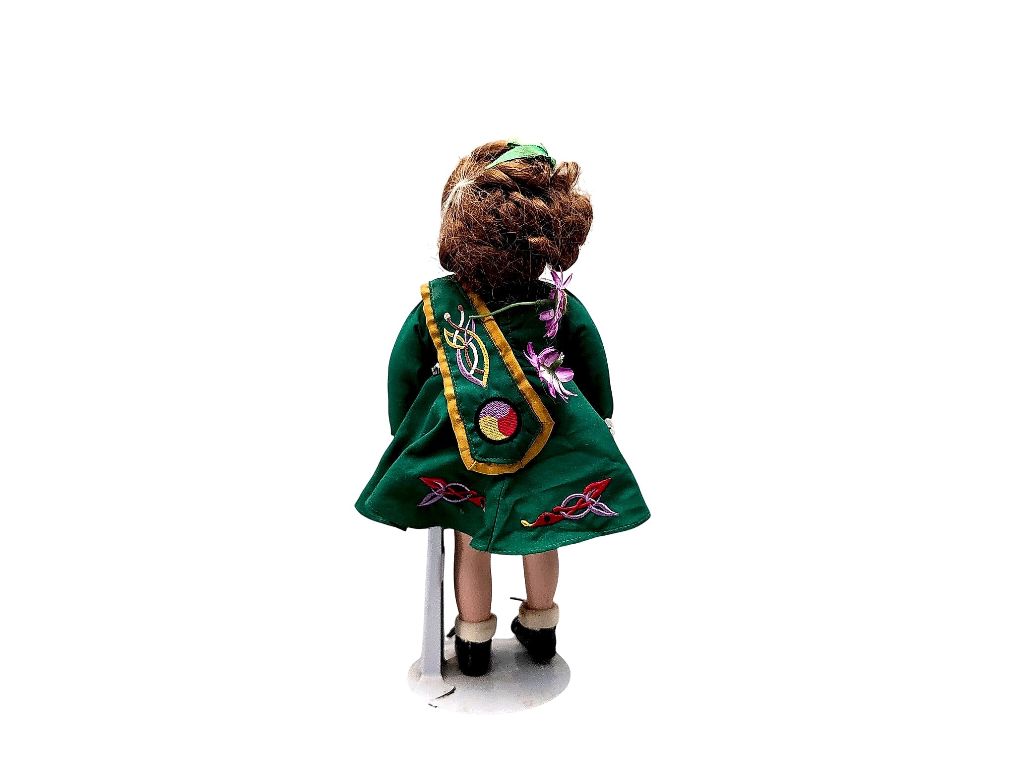Irish Step Dancer Porcelain Doll Celtic Costume on Stand