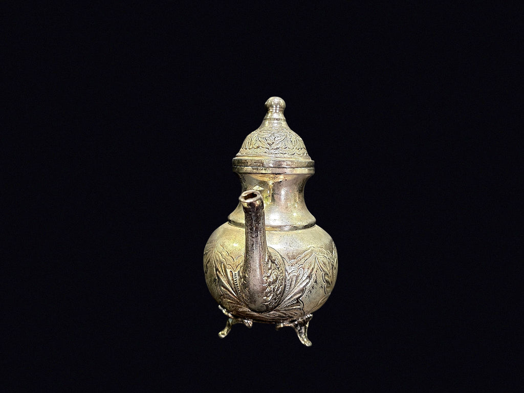Moroccan Silver Plate Repoussé Footed Teapot