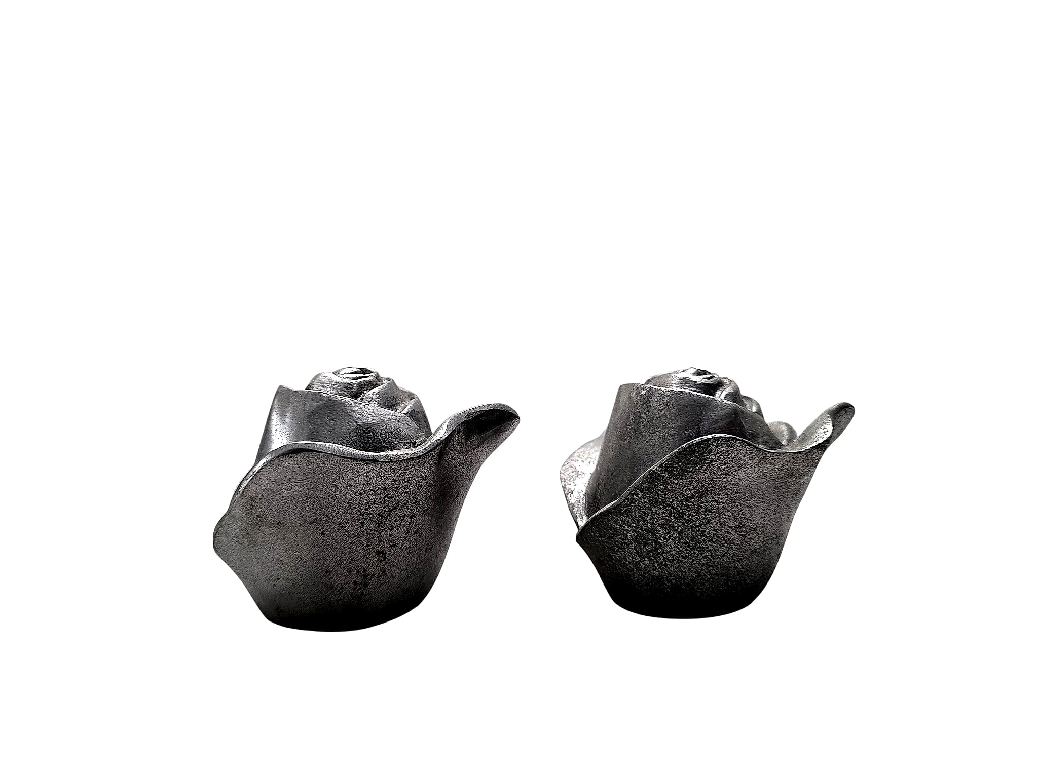 Cast Metal Rosebud Taper Candle Holders Pair Taiwan