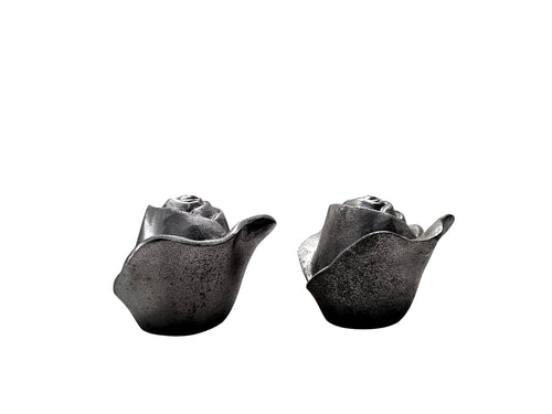 Cast Metal Rosebud Taper Candle Holders Pair Taiwan