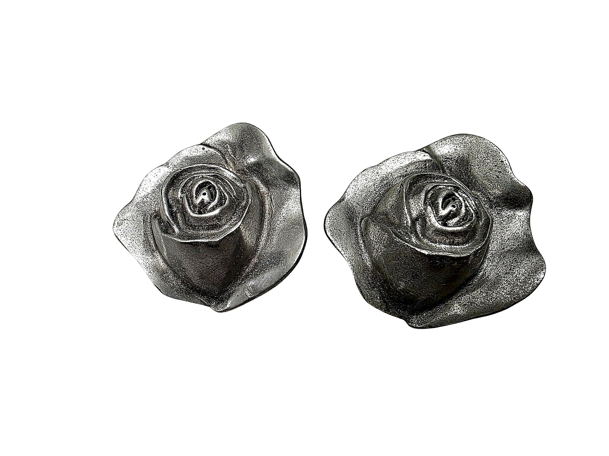 Cast Metal Rosebud Taper Candle Holders Pair Taiwan