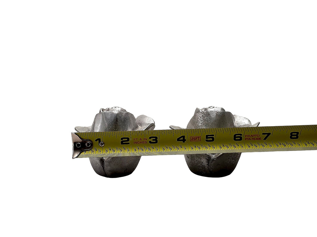 Cast Metal Rosebud Taper Candle Holders Pair Taiwan