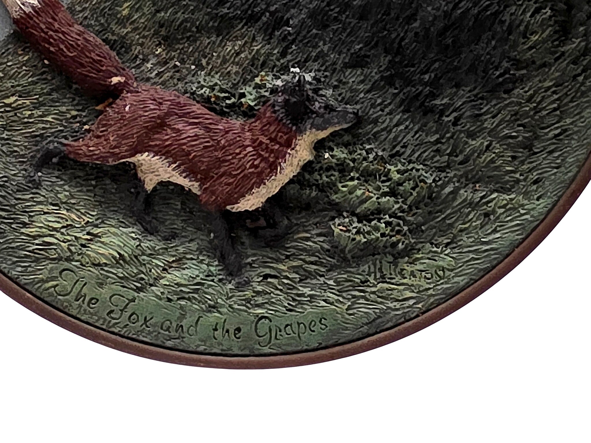 Deaton 1979 Cold Cast Bronze Fox and Grapes Plate