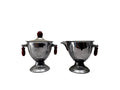 Art Deco Chrome Creamer Sugar Set Red Bakelite 1930s