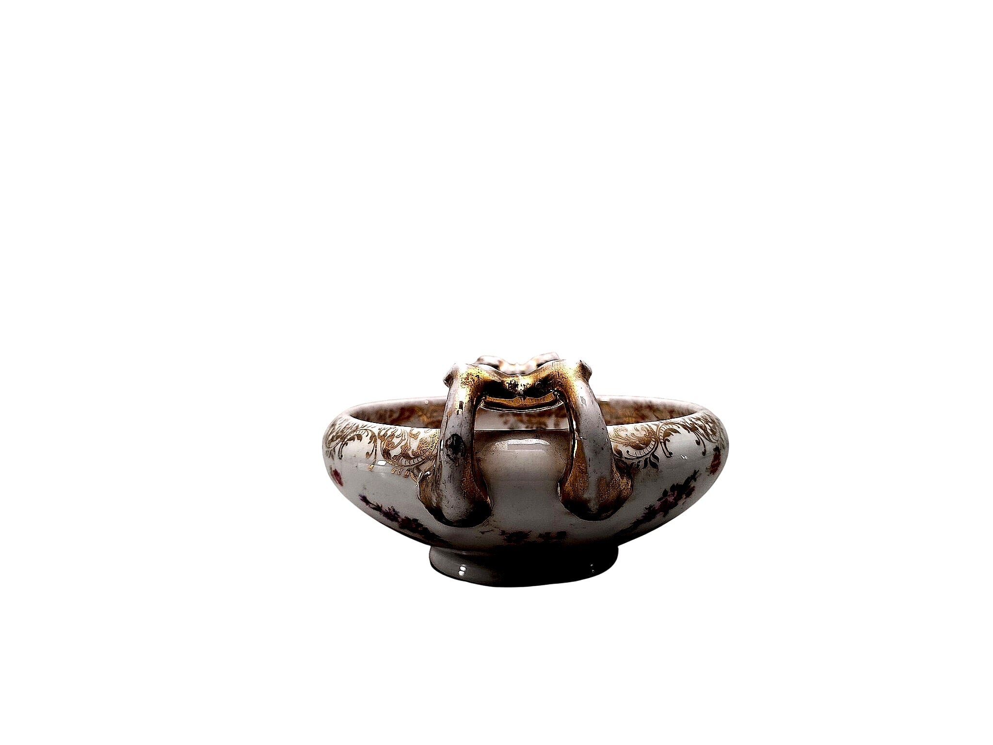 Dresden Porcelain Kauffmann Scene Twin-Handled Bowl c1900