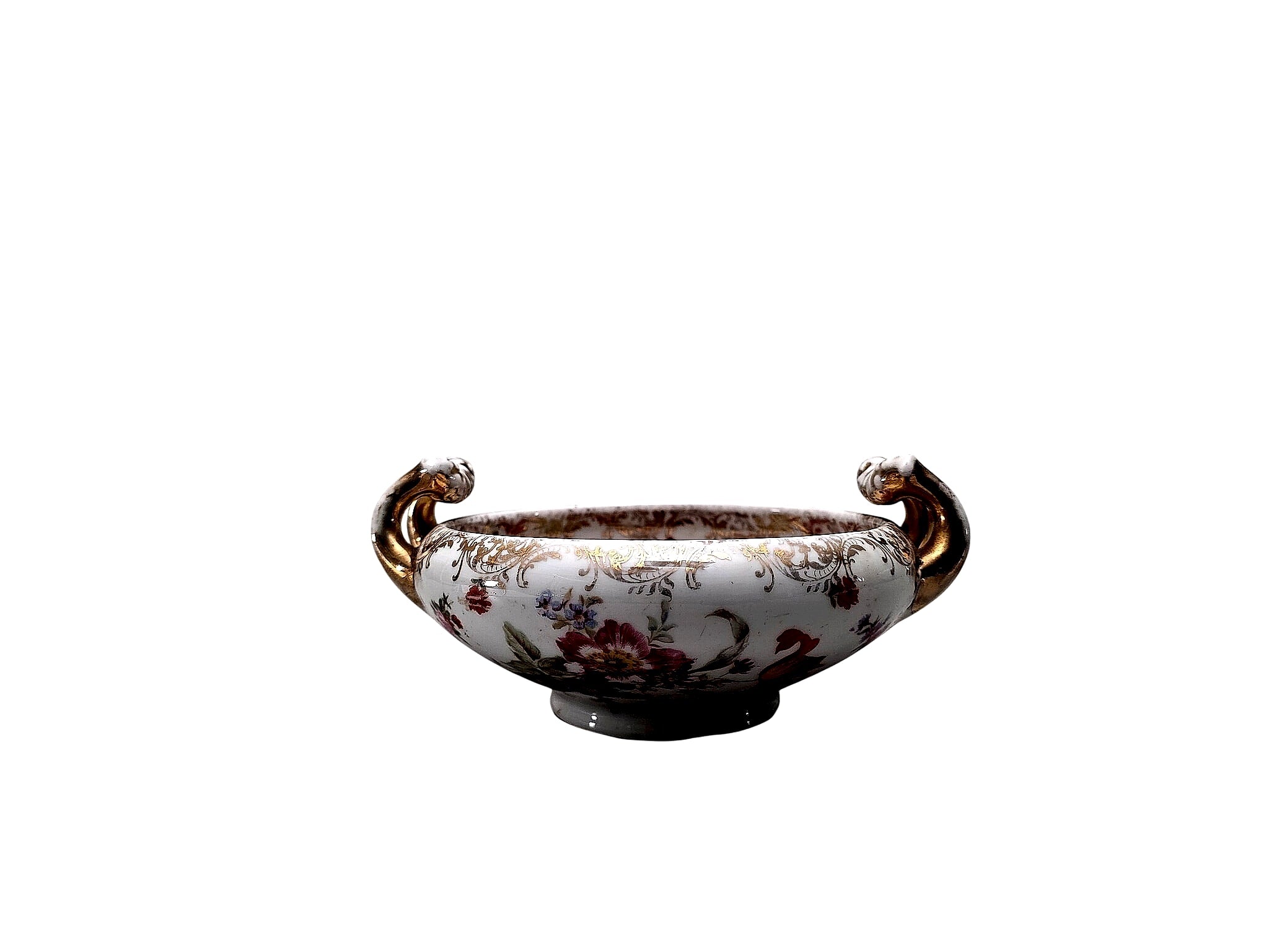 Dresden Porcelain Kauffmann Scene Twin-Handled Bowl c1900