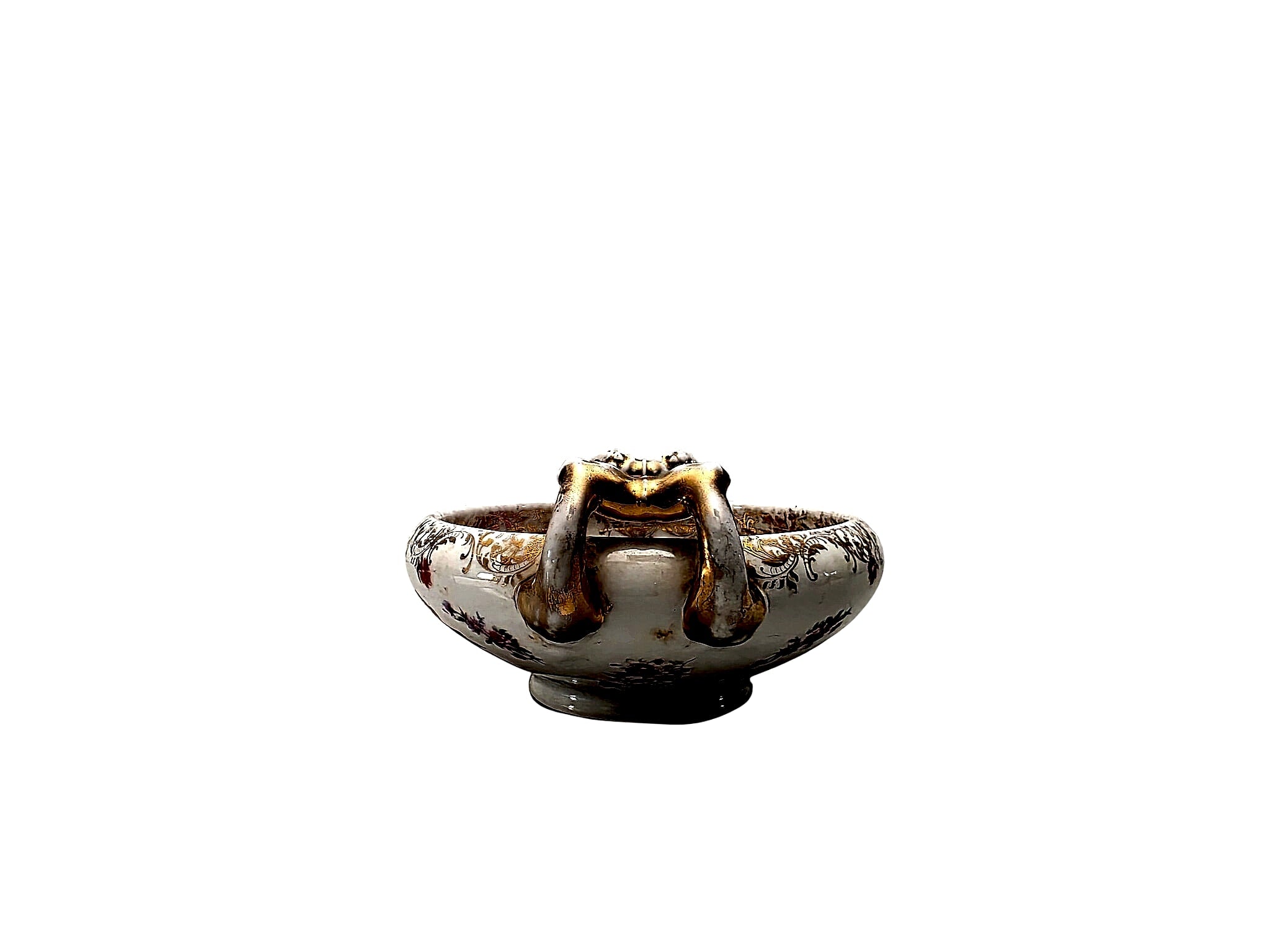 Dresden Porcelain Kauffmann Scene Twin-Handled Bowl c1900