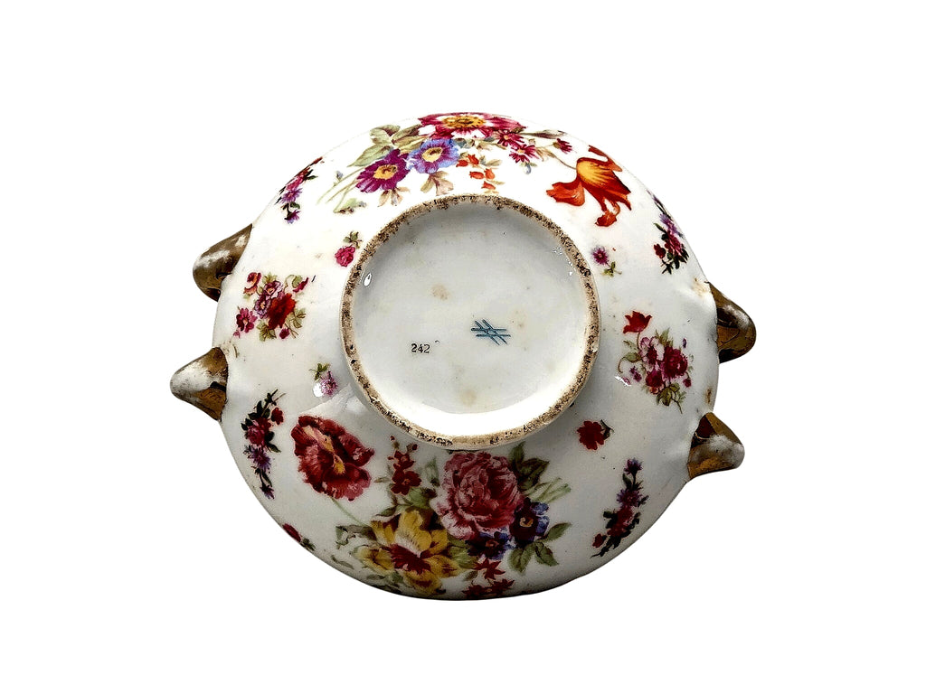 Dresden Porcelain Kauffmann Scene Twin-Handled Bowl c1900