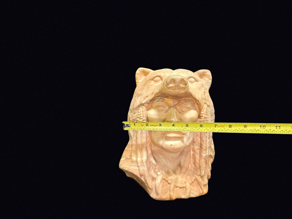 Native Chief Bear Headdress Bust Resin c1990