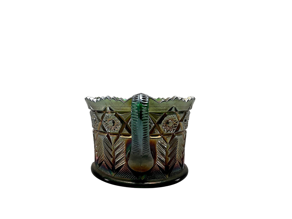 Imperial Octagon Green Carnival Glass Open Sugar c.1915