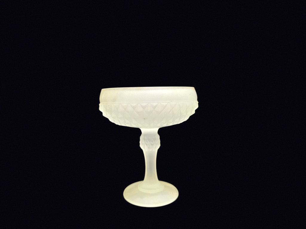 Indiana Glass Diamond Point Frosted Compote