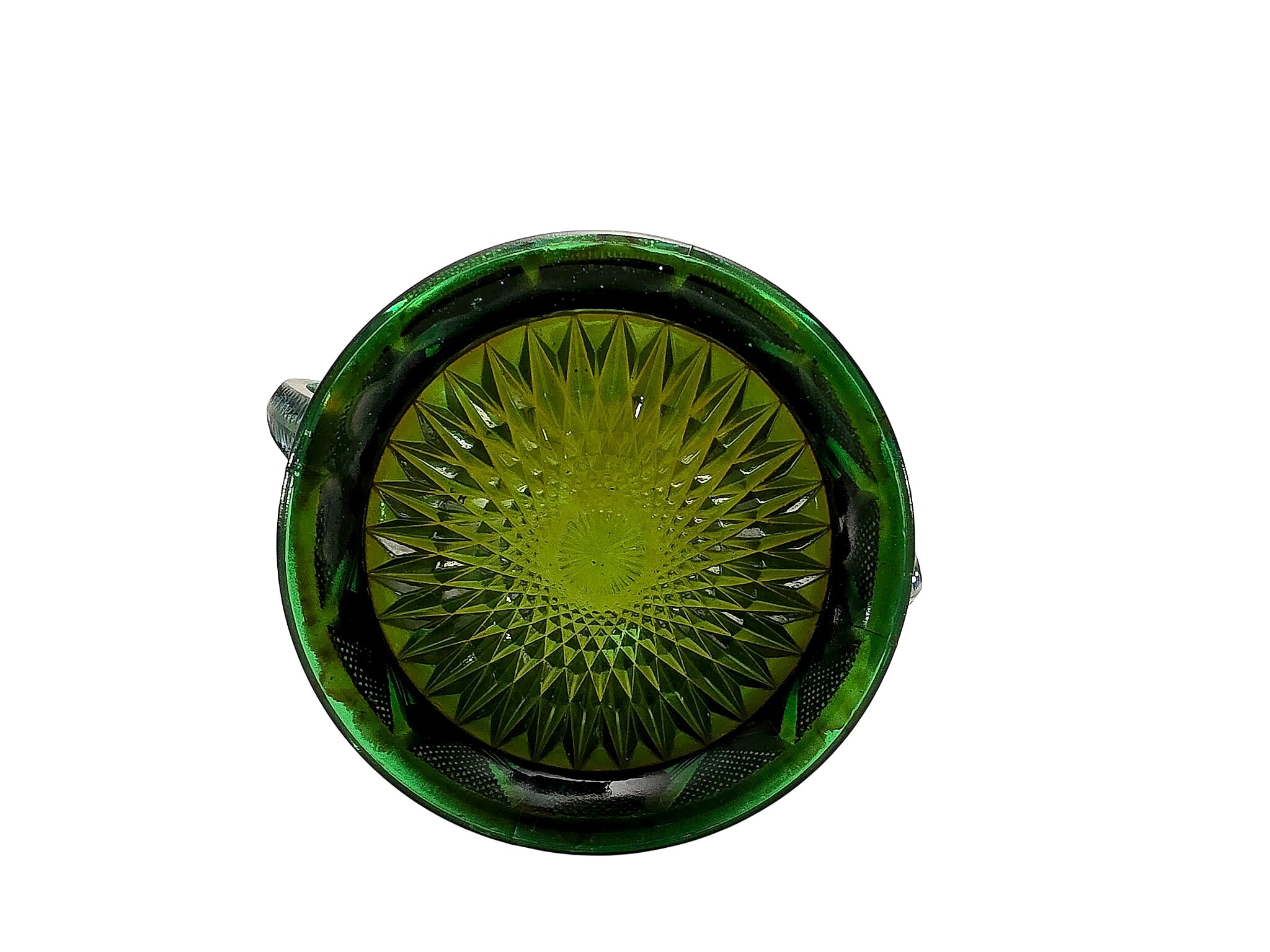 Imperial Octagon Green Carnival Glass Open Sugar c.1915