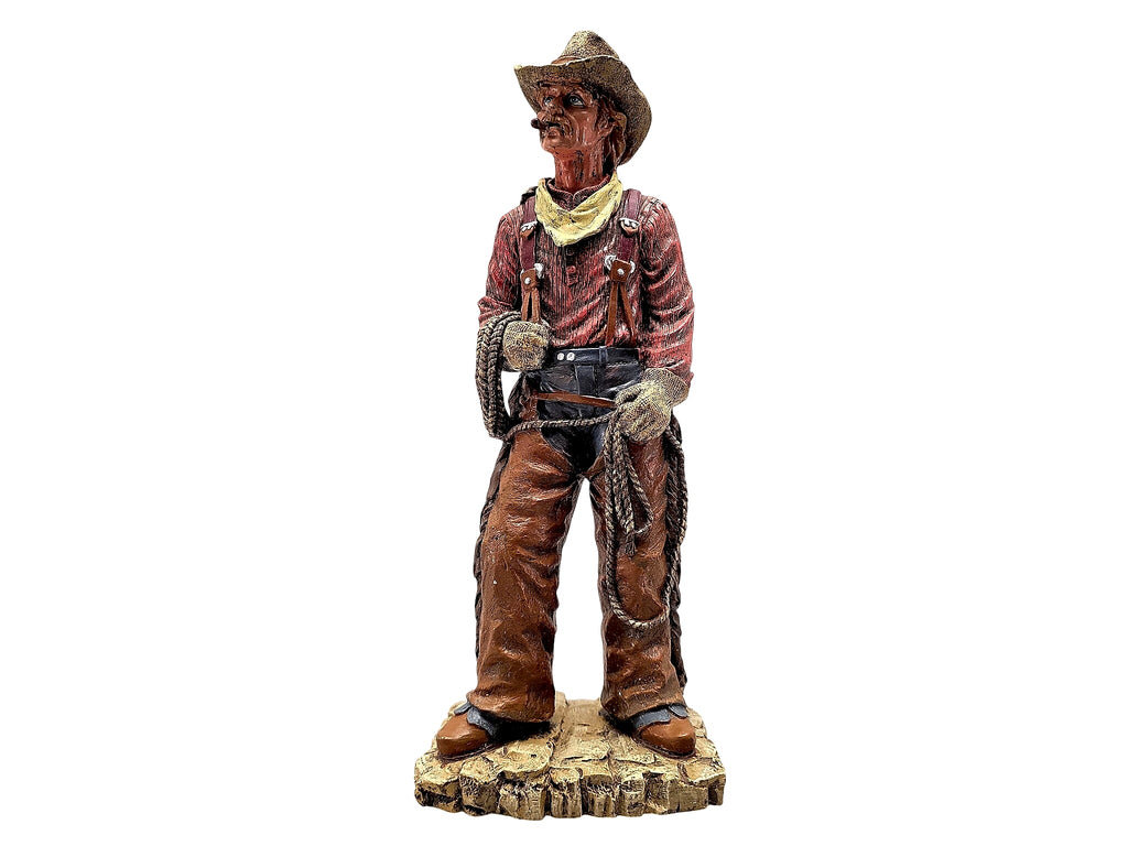 Cowboy Resin Figurine with Lasso Late 20th Century 10.5in