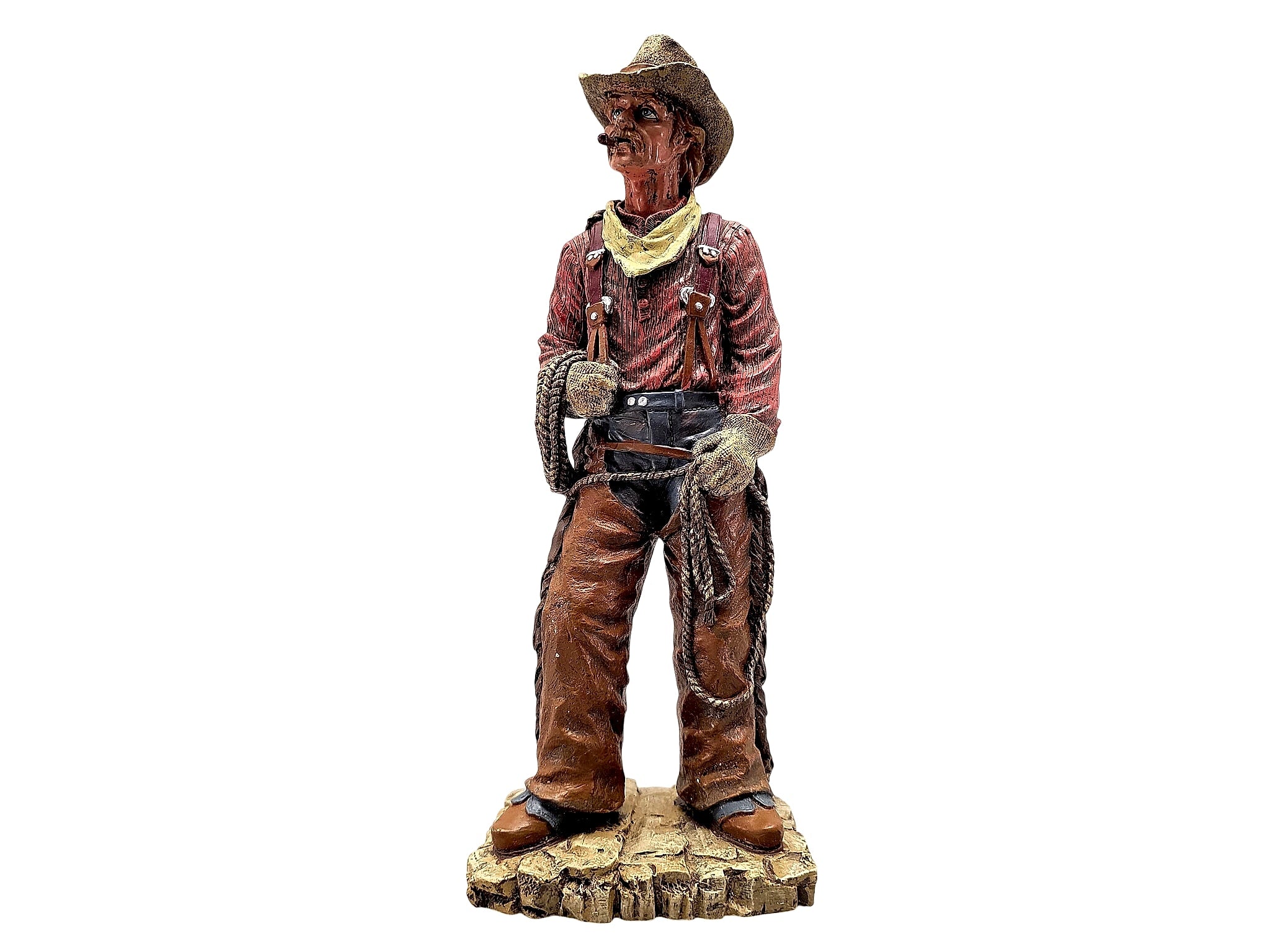 Cowboy Resin Figurine with Lasso Late 20th Century 10.5in