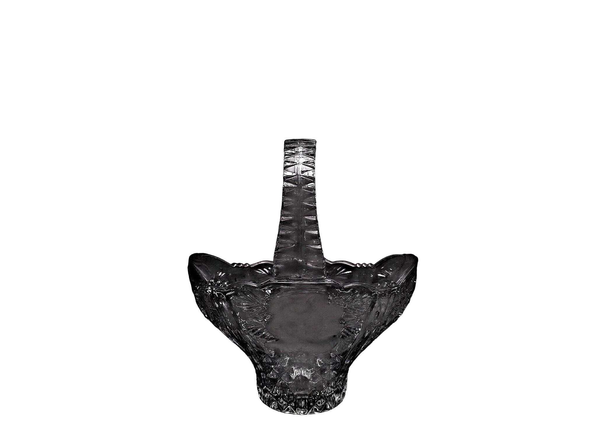 Lead Crystal Bride's Basket Frosted Rose Cameo