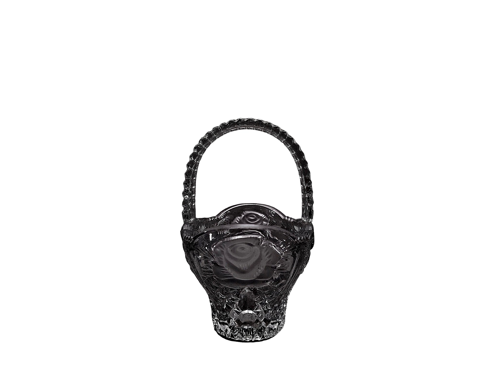 Lead Crystal Bride's Basket Frosted Rose Cameo