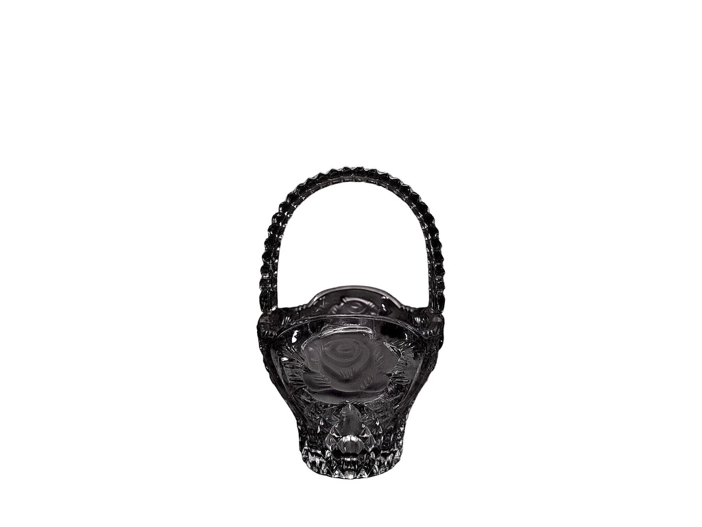 Lead Crystal Bride's Basket Frosted Rose Cameo