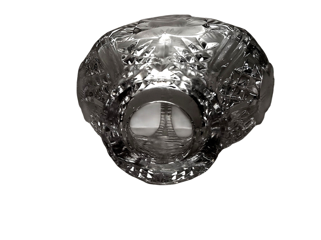 Lead Crystal Bride's Basket Frosted Rose Cameo