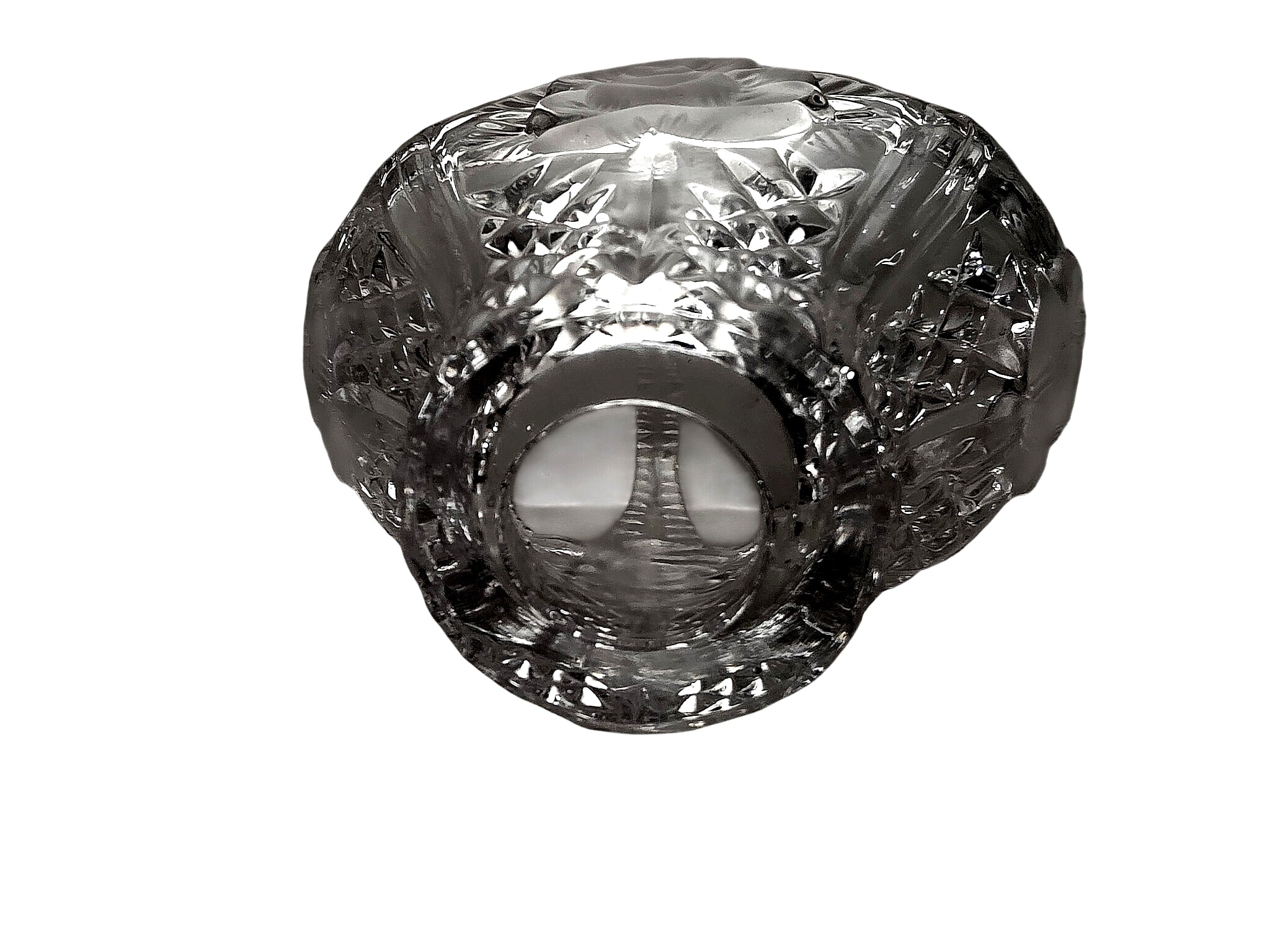Lead Crystal Bride's Basket Frosted Rose Cameo