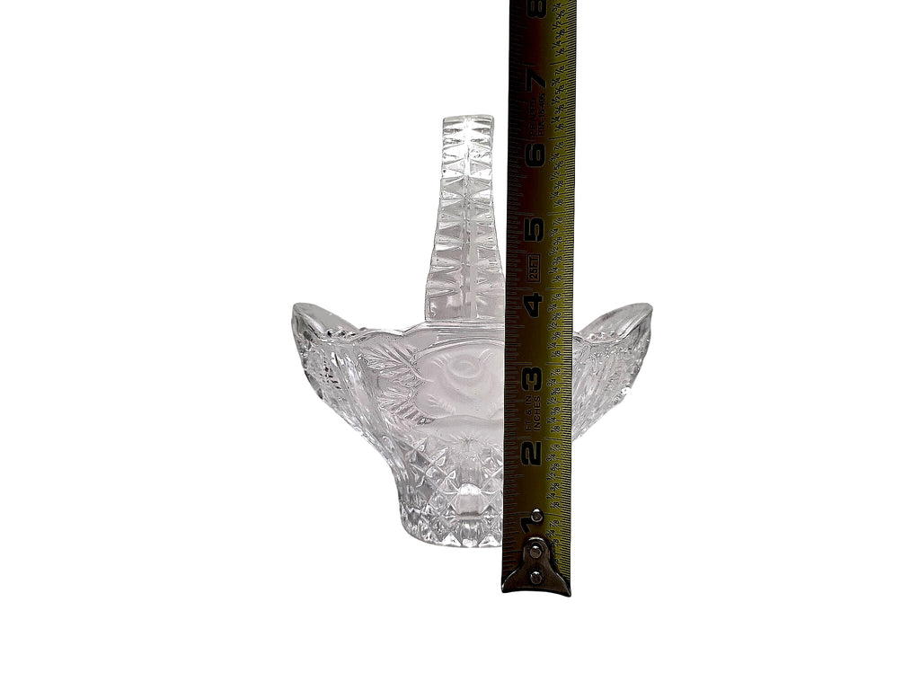 Lead Crystal Bride's Basket Frosted Rose Cameo