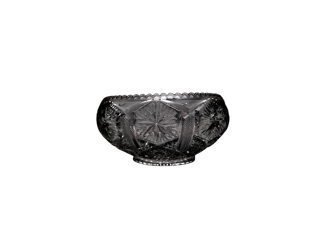 EAPG Pressed Glass Footed Bowl Hobstar Fan Sawtooth Rim