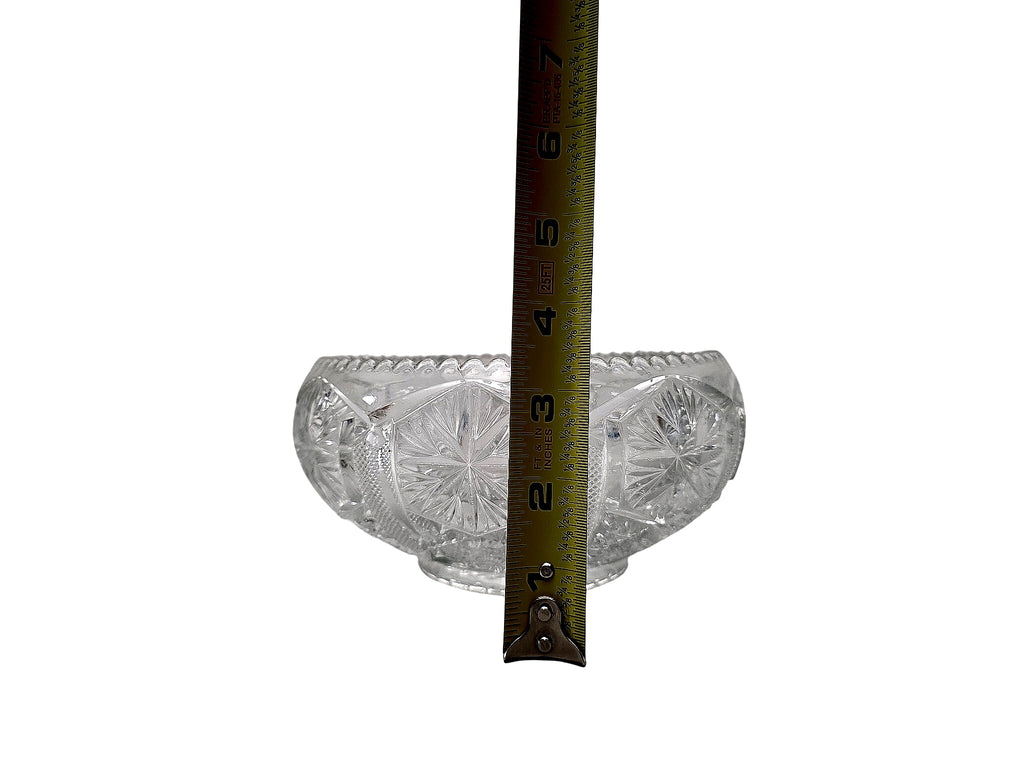 EAPG Pressed Glass Footed Bowl Hobstar Fan Sawtooth Rim