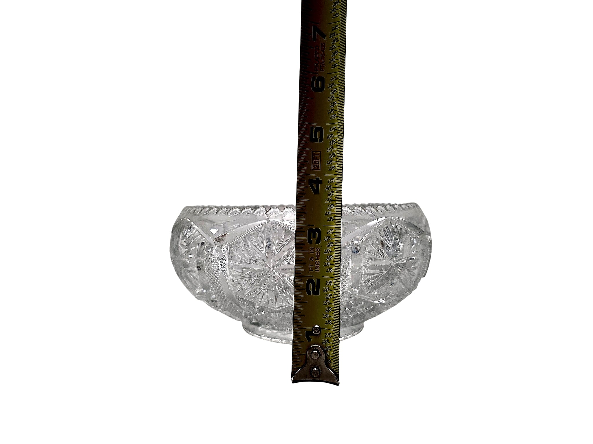 EAPG Pressed Glass Footed Bowl Hobstar Fan Sawtooth Rim