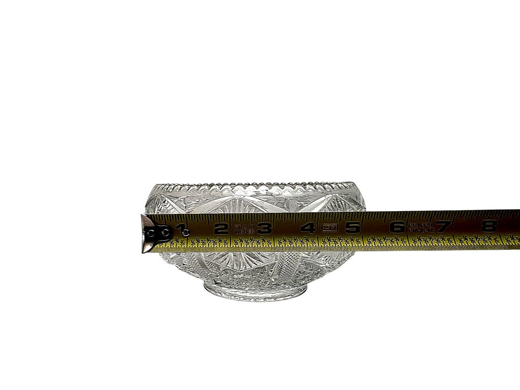 EAPG Pressed Glass Footed Bowl Hobstar Fan Sawtooth Rim