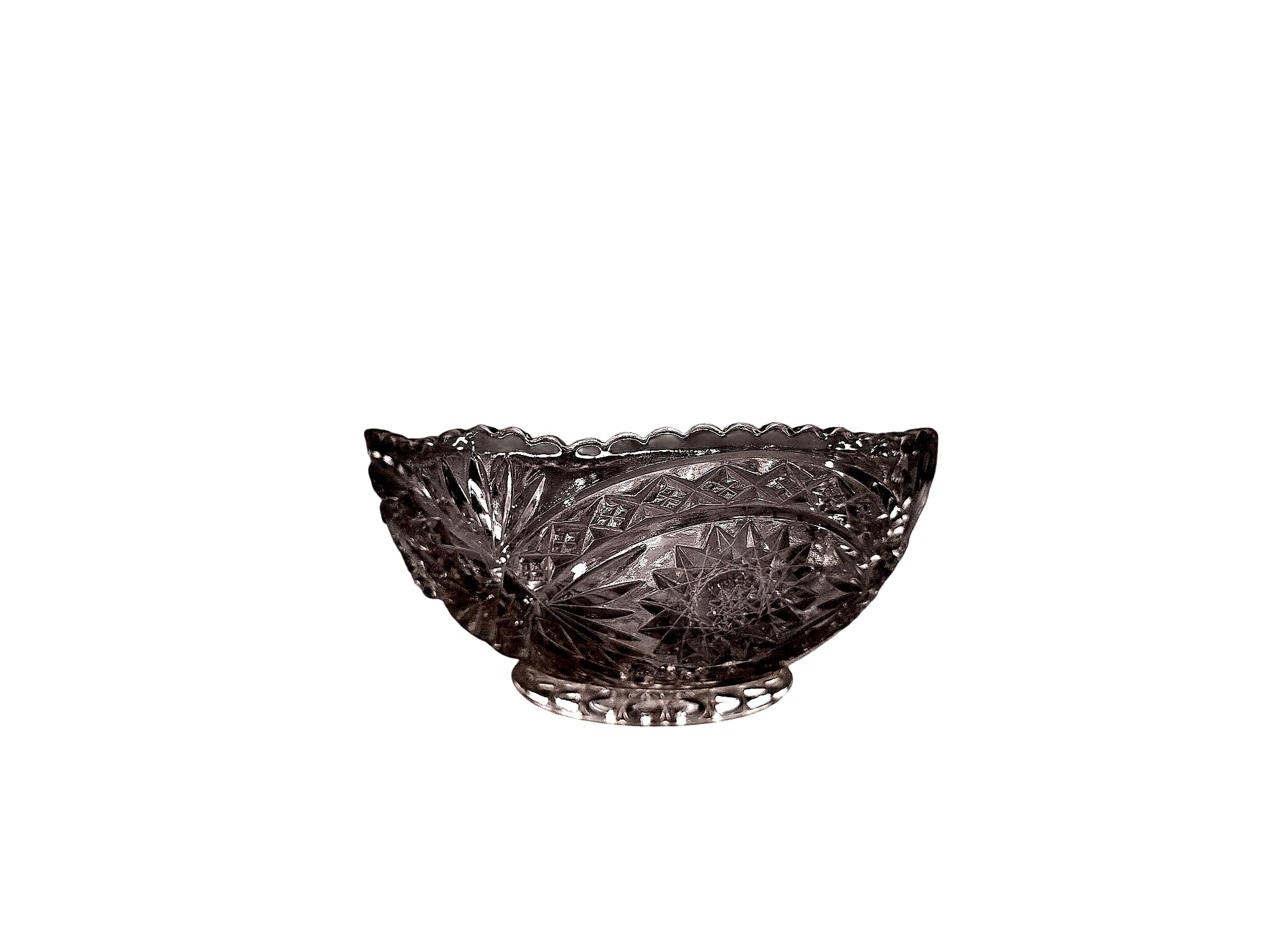 EAPG Pressed Glass Footed Bowl Hobstar Pinwheel Sawtooth