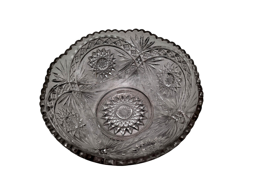 EAPG Pressed Glass Footed Bowl Hobstar Pinwheel Sawtooth