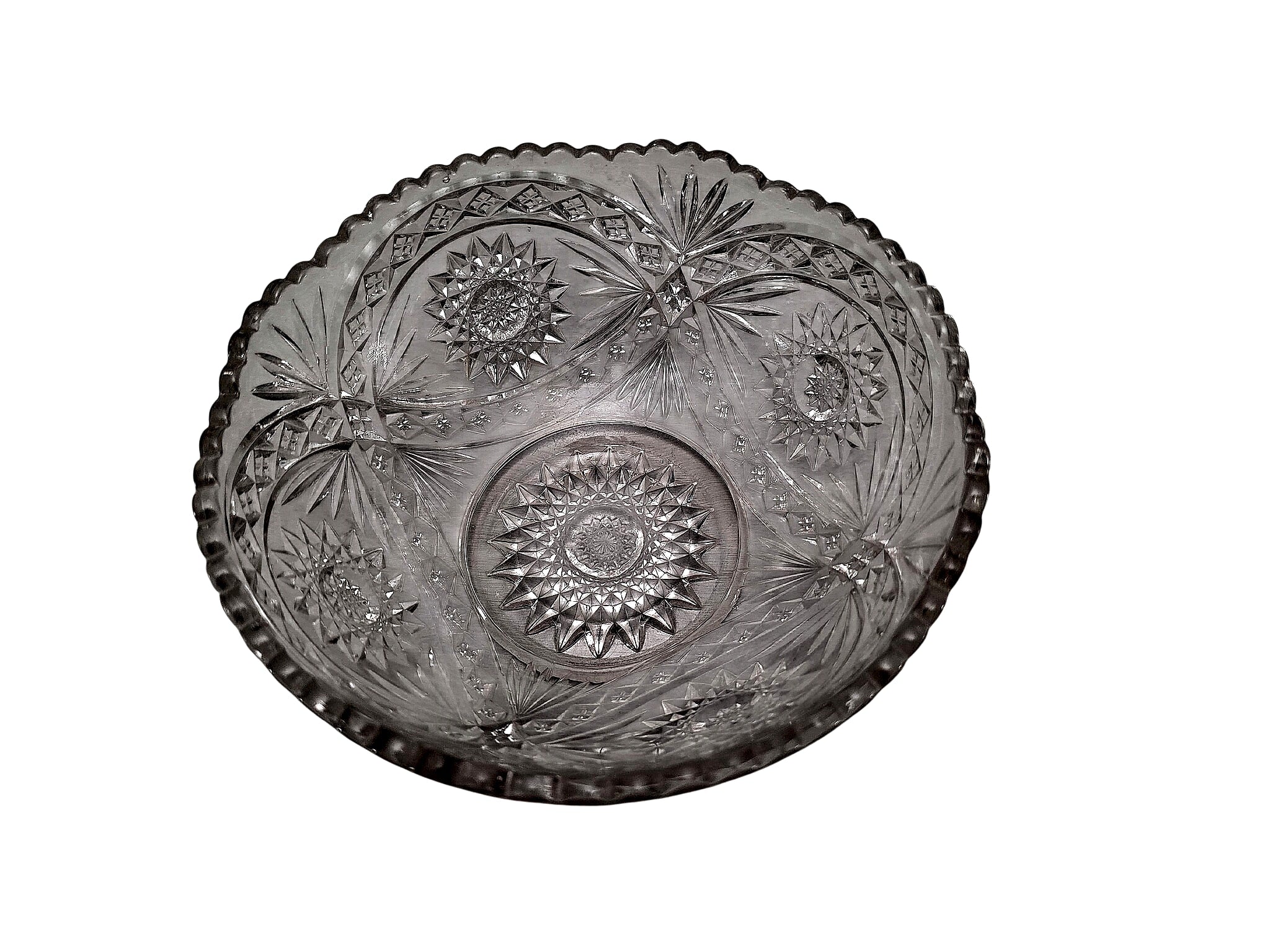 EAPG Pressed Glass Footed Bowl Hobstar Pinwheel Sawtooth